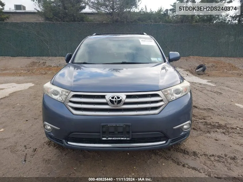 2013 Toyota Highlander Limited V6 VIN: 5TDDK3EH2DS240374 Lot: 40825440