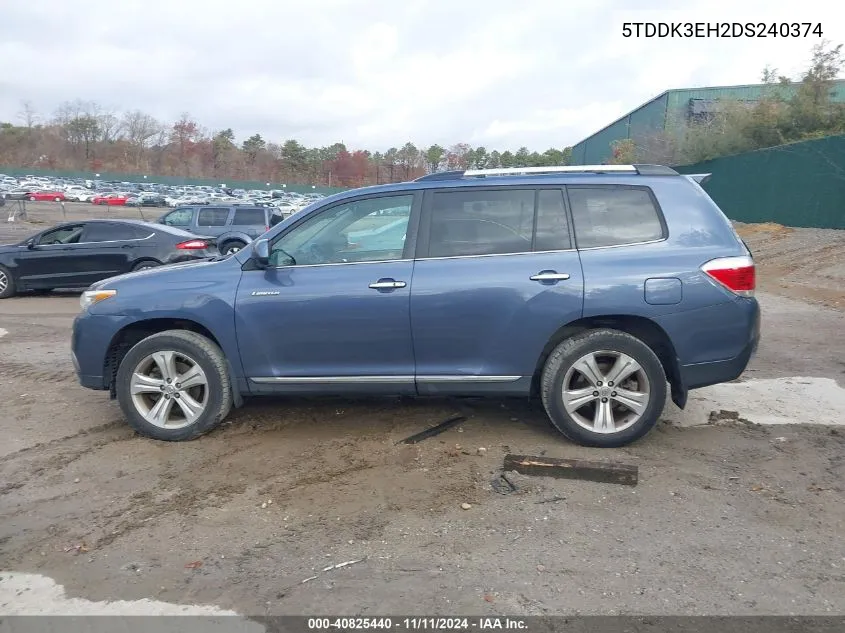 2013 Toyota Highlander Limited V6 VIN: 5TDDK3EH2DS240374 Lot: 40825440