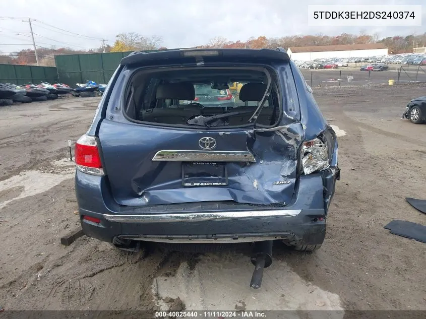 2013 Toyota Highlander Limited V6 VIN: 5TDDK3EH2DS240374 Lot: 40825440