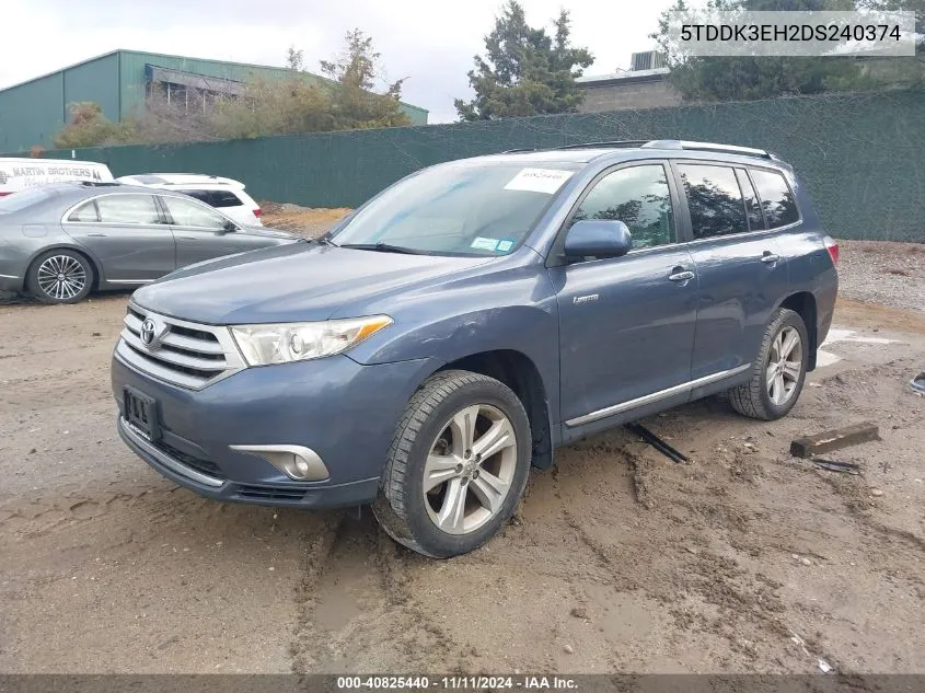 2013 Toyota Highlander Limited V6 VIN: 5TDDK3EH2DS240374 Lot: 40825440