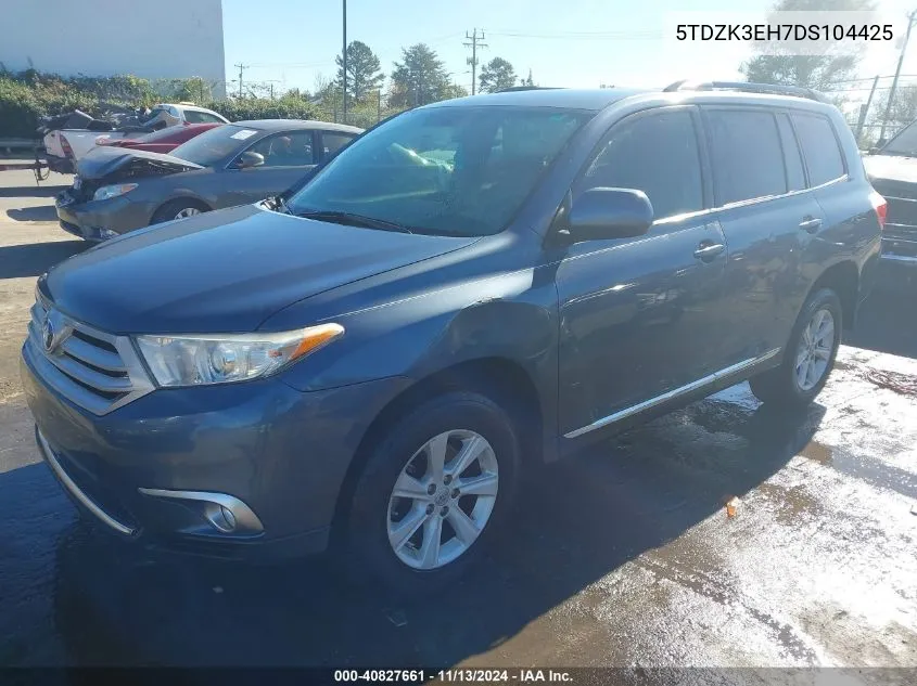 2013 Toyota Highlander Base Plus V6 VIN: 5TDZK3EH7DS104425 Lot: 40827661