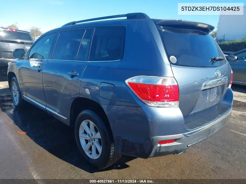 2013 Toyota Highlander Base Plus V6 VIN: 5TDZK3EH7DS104425 Lot: 40827661