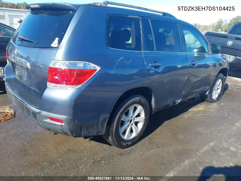 2013 Toyota Highlander Base Plus V6 VIN: 5TDZK3EH7DS104425 Lot: 40827661