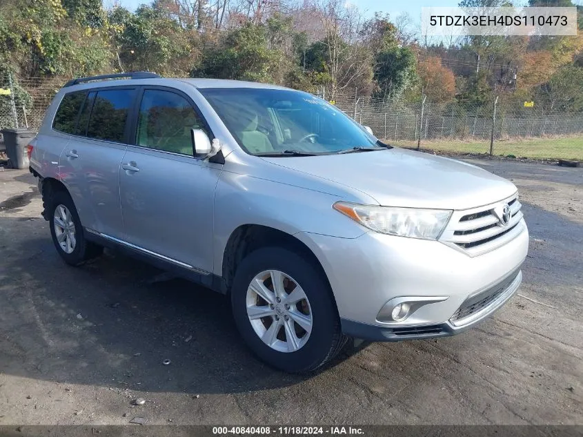 2013 Toyota Highlander Base Plus V6 VIN: 5TDZK3EH4DS110473 Lot: 40840408