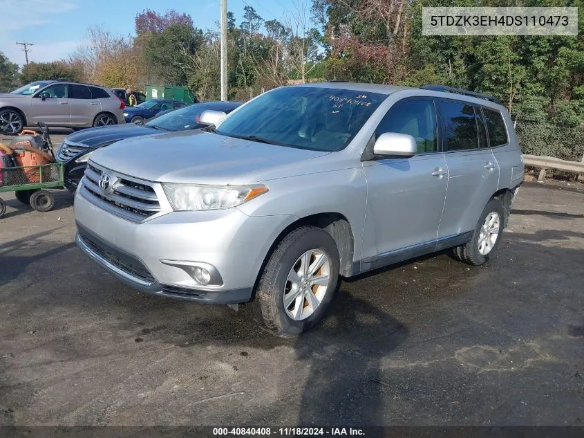 2013 Toyota Highlander Base Plus V6 VIN: 5TDZK3EH4DS110473 Lot: 40840408