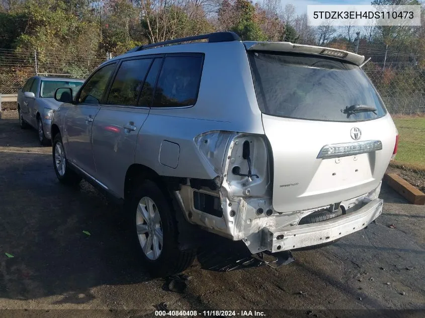 2013 Toyota Highlander Base Plus V6 VIN: 5TDZK3EH4DS110473 Lot: 40840408