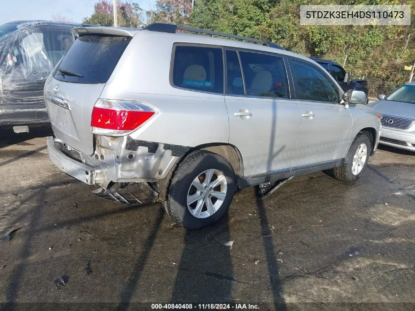 2013 Toyota Highlander Base Plus V6 VIN: 5TDZK3EH4DS110473 Lot: 40840408