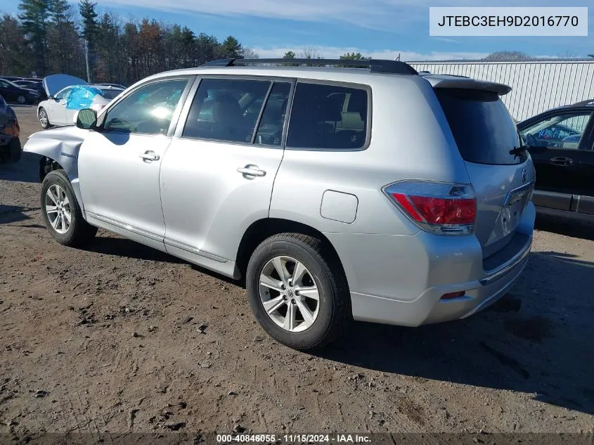 2013 Toyota Highlander Hybrid VIN: JTEBC3EH9D2016770 Lot: 40846055