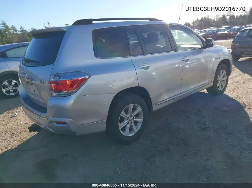 2013 Toyota Highlander Hybrid VIN: JTEBC3EH9D2016770 Lot: 40846055