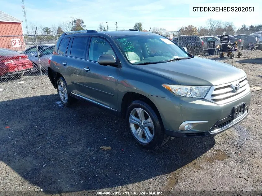 2013 Toyota Highlander Limited V6 VIN: 5TDDK3EH8DS202051 Lot: 40852012