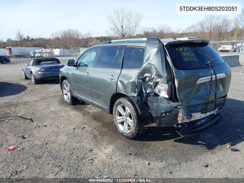 2013 Toyota Highlander Limited V6 VIN: 5TDDK3EH8DS202051 Lot: 40852012