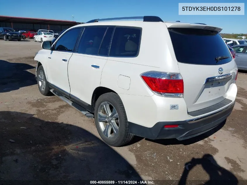 2013 Toyota Highlander Limited V6 VIN: 5TDYK3EH0DS101278 Lot: 40855889