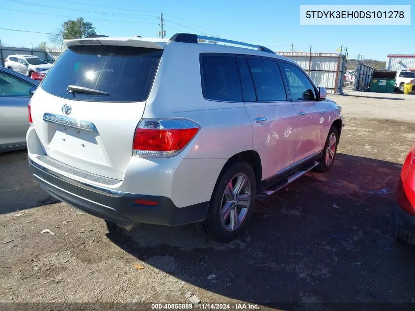 2013 Toyota Highlander Limited V6 VIN: 5TDYK3EH0DS101278 Lot: 40855889