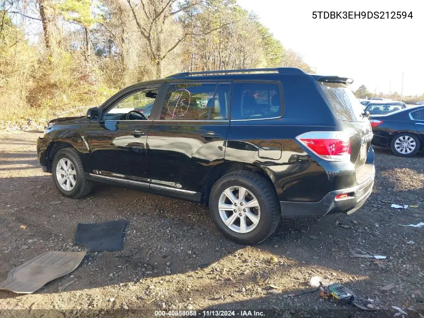 2013 Toyota Highlander Se V6 VIN: 5TDBK3EH9DS212594 Lot: 40858058