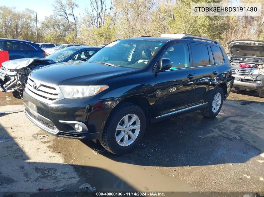 2013 Toyota Highlander Plus/Se VIN: 5TDBK3EH8DS191480 Lot: 40860136