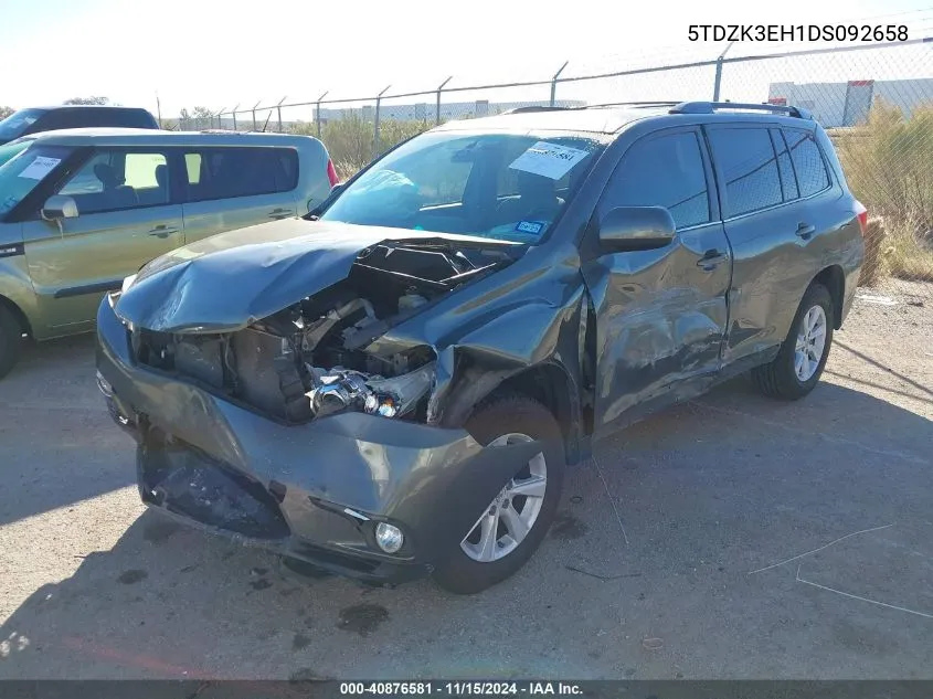 2013 Toyota Highlander Base Plus V6 VIN: 5TDZK3EH1DS092658 Lot: 40876581