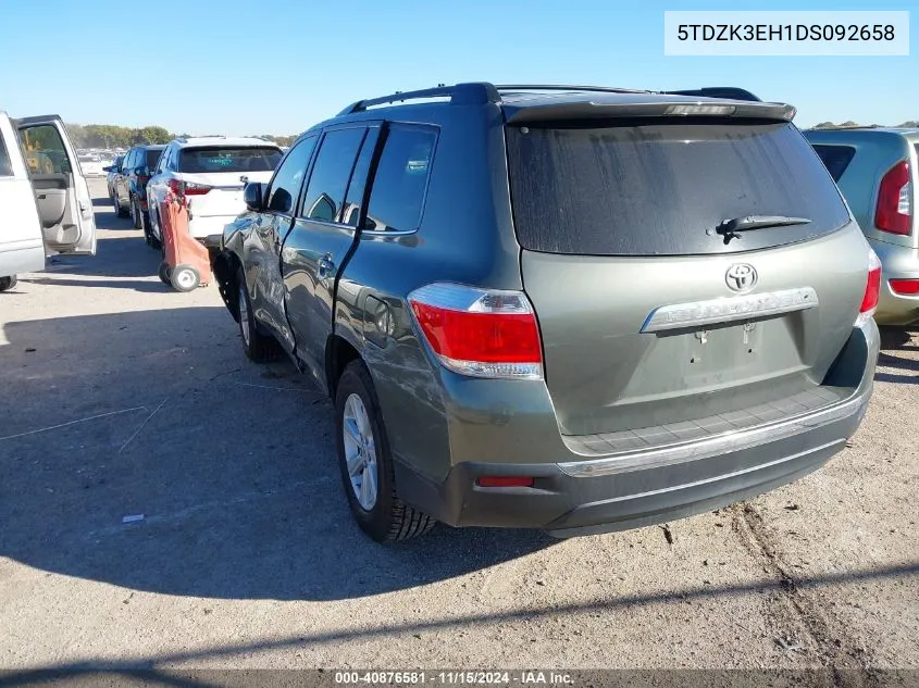 2013 Toyota Highlander Base Plus V6 VIN: 5TDZK3EH1DS092658 Lot: 40876581