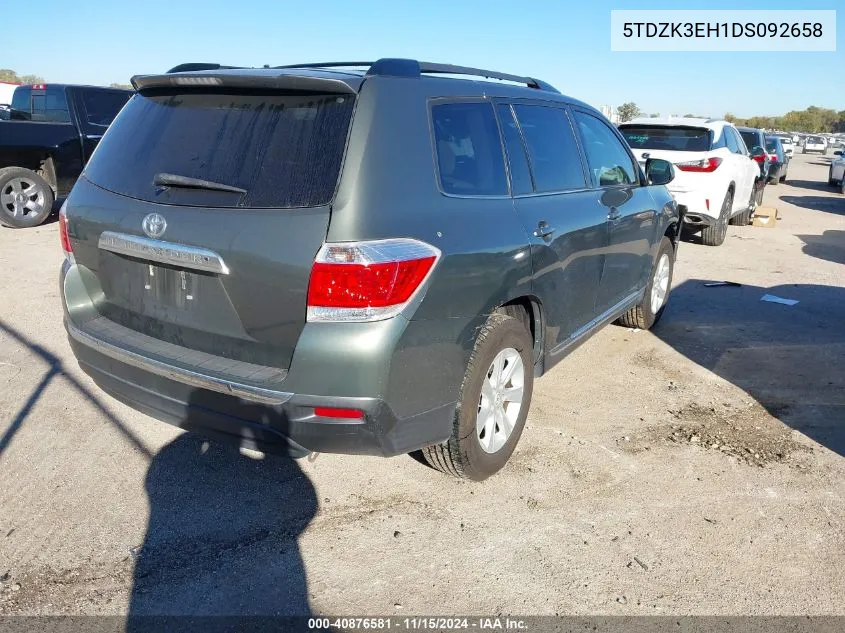 2013 Toyota Highlander Base Plus V6 VIN: 5TDZK3EH1DS092658 Lot: 40876581