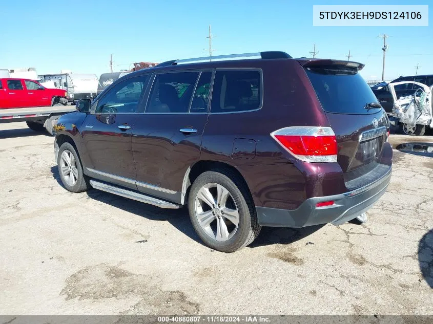 2013 Toyota Highlander Limited V6 VIN: 5TDYK3EH9DS124106 Lot: 40880807