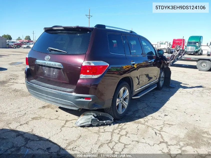 2013 Toyota Highlander Limited V6 VIN: 5TDYK3EH9DS124106 Lot: 40880807