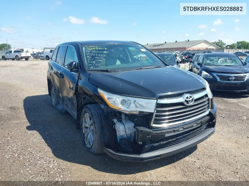 2014 Toyota Highlander Le VIN: 5TDBKRFHXES028882 Lot: 12049907