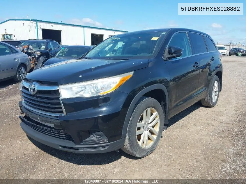 2014 Toyota Highlander Le VIN: 5TDBKRFHXES028882 Lot: 12049907