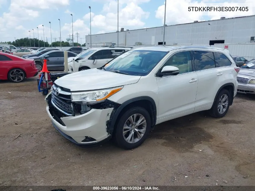 5TDKKRFH3ES007405 2014 Toyota Highlander Xle V6