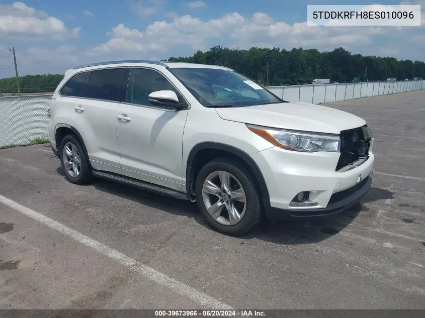 5TDDKRFH8ES010096 2014 Toyota Highlander Limited Platinum V6