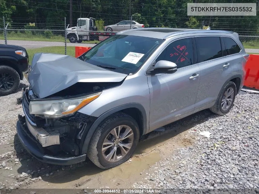 2014 Toyota Highlander Xle V6 VIN: 5TDKKRFH7ES035532 Lot: 39944852