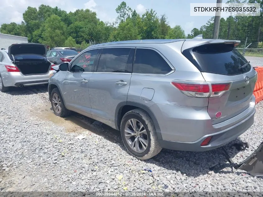 2014 Toyota Highlander Xle V6 VIN: 5TDKKRFH7ES035532 Lot: 39944852