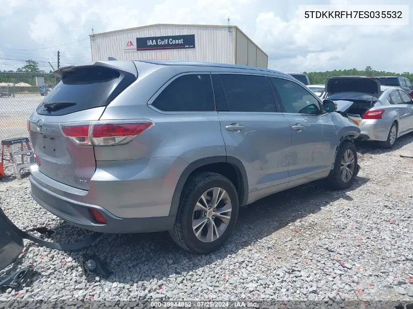 2014 Toyota Highlander Xle V6 VIN: 5TDKKRFH7ES035532 Lot: 39944852