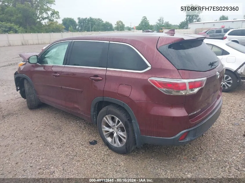 5TDBKRFH7ES029360 2014 Toyota Highlander Le Plus V6