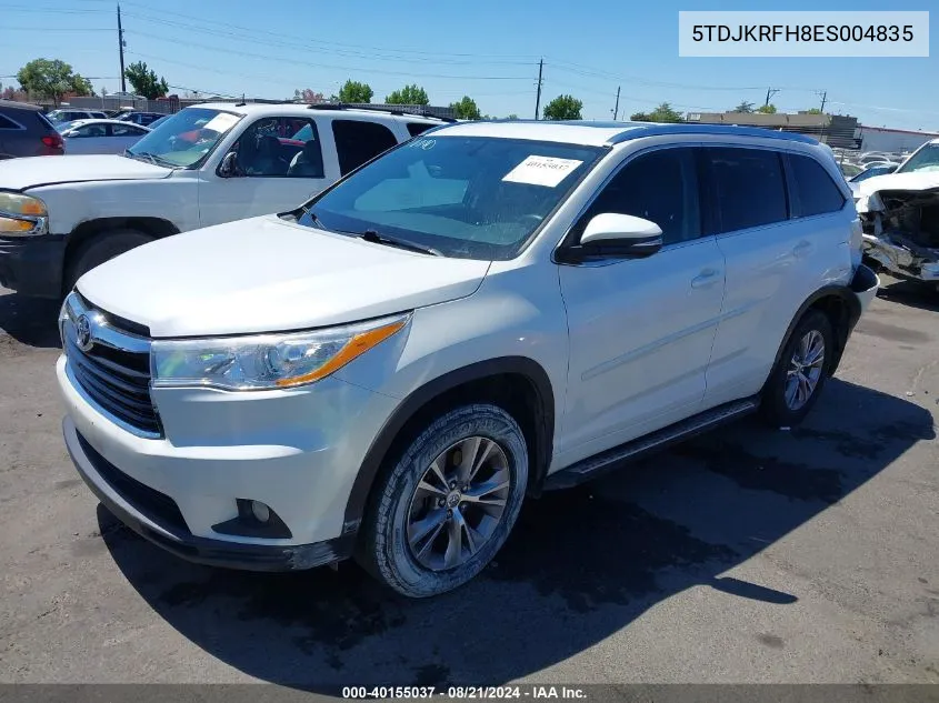 5TDJKRFH8ES004835 2014 Toyota Highlander Xle V6