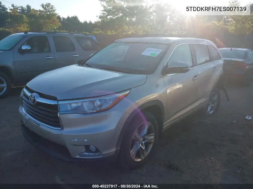 5TDDKRFH7ES007139 2014 Toyota Highlander Limited V6