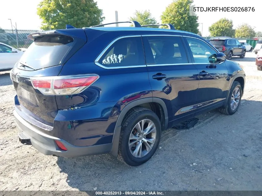 5TDJKRFH0ES026876 2014 Toyota Highlander Xle