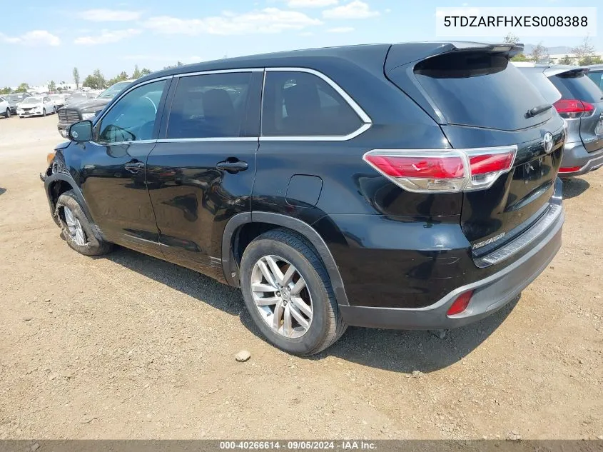 2014 Toyota Highlander Le VIN: 5TDZARFHXES008388 Lot: 40266614