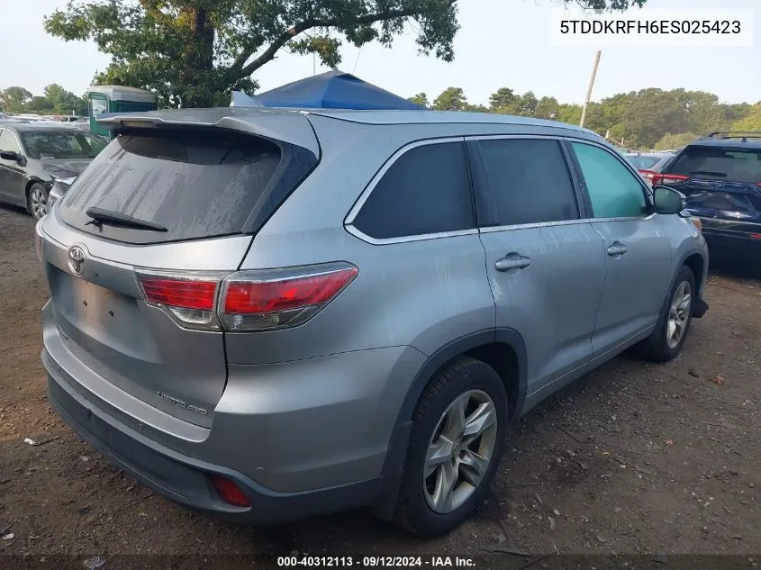 2014 Toyota Highlander Limited Platinum V6 VIN: 5TDDKRFH6ES025423 Lot: 40312113