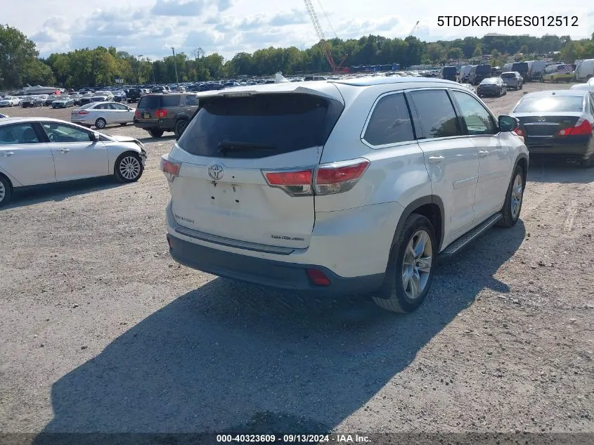 2014 Toyota Highlander Limited Platinum V6 VIN: 5TDDKRFH6ES012512 Lot: 40323609