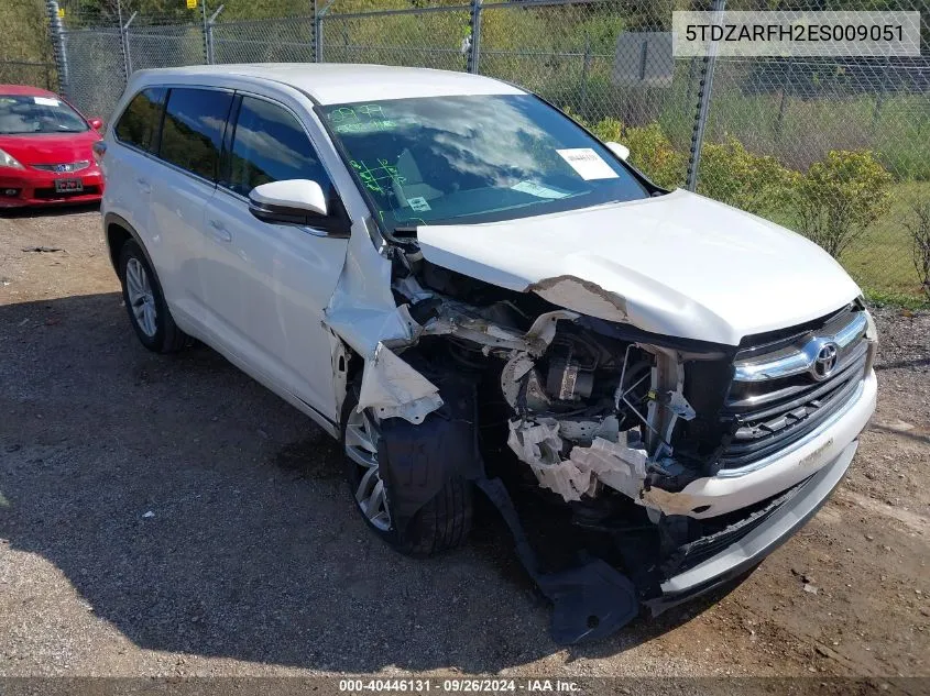 2014 Toyota Highlander Le VIN: 5TDZARFH2ES009051 Lot: 40446131