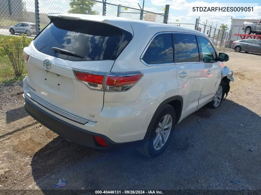 5TDZARFH2ES009051 2014 Toyota Highlander Le