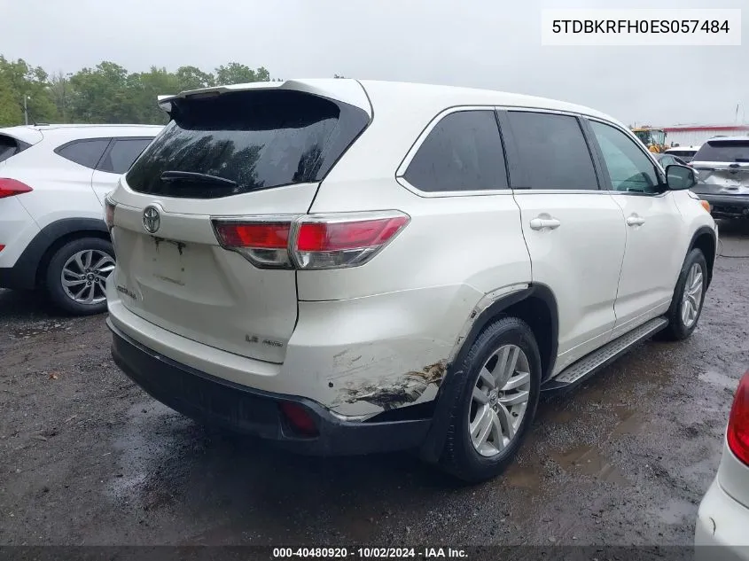 2014 Toyota Highlander Le V6 VIN: 5TDBKRFH0ES057484 Lot: 40480920