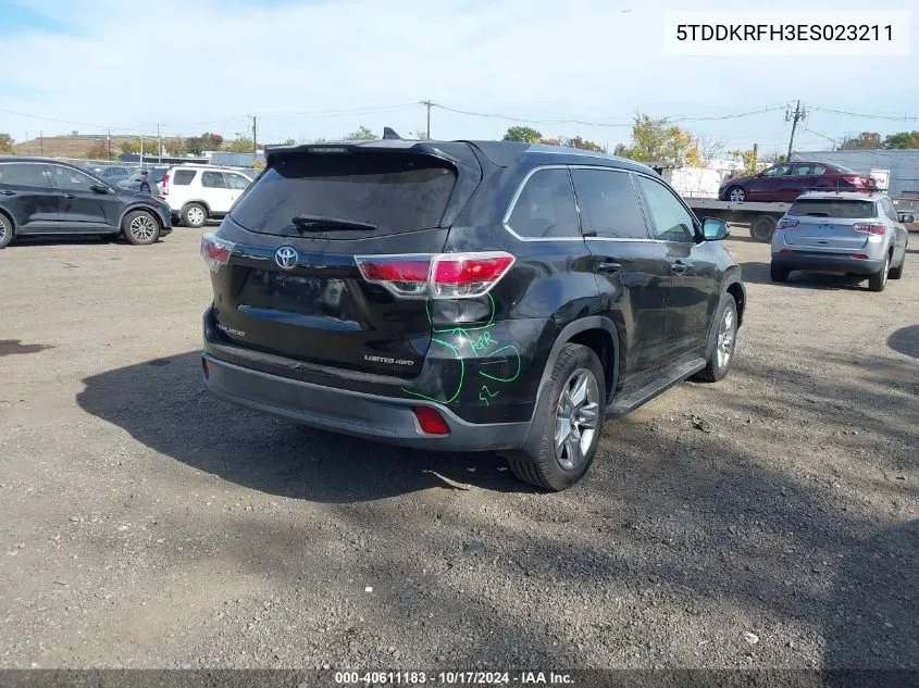 2014 Toyota Highlander Limited/Ltd Platnum VIN: 5TDDKRFH3ES023211 Lot: 40611183