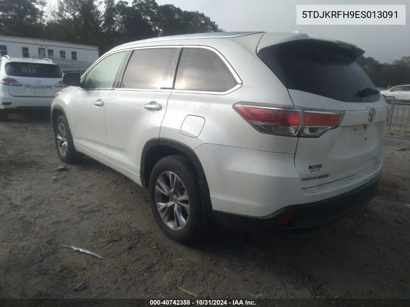 2014 Toyota Highlander Xle V6 VIN: 5TDJKRFH9ES013091 Lot: 40742358