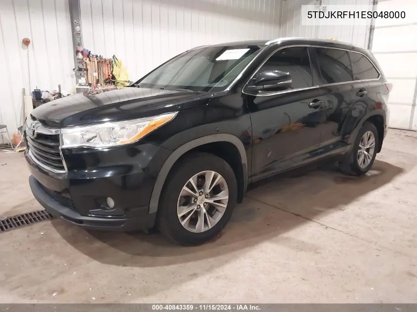 2014 Toyota Highlander Xle V6 VIN: 5TDJKRFH1ES048000 Lot: 40843359