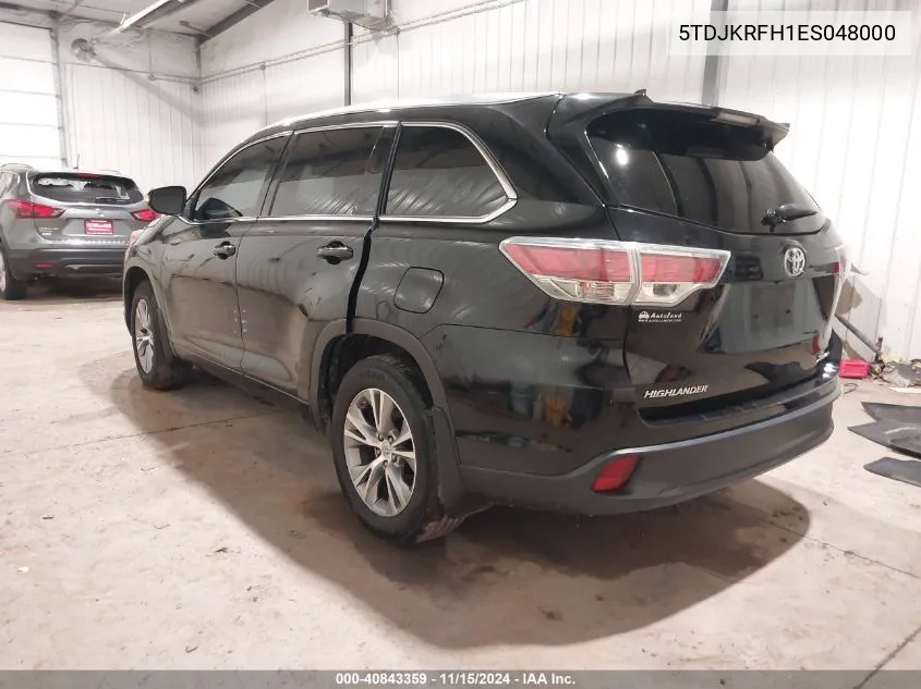 2014 Toyota Highlander Xle V6 VIN: 5TDJKRFH1ES048000 Lot: 40843359