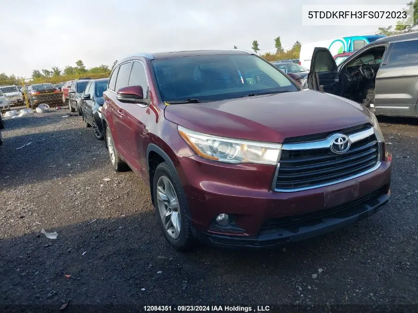 5TDDKRFH3FS072023 2015 Toyota Highlander Limited