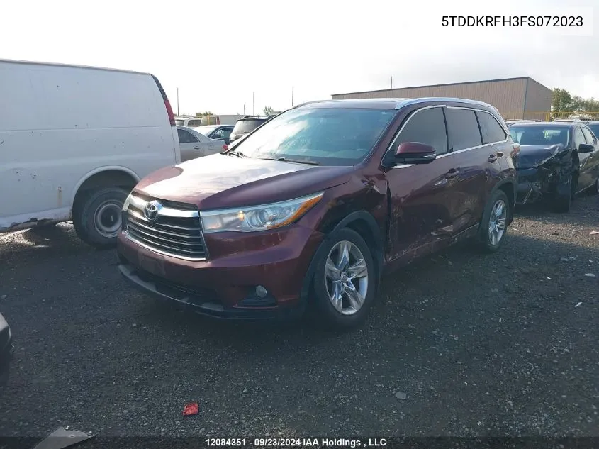 5TDDKRFH3FS072023 2015 Toyota Highlander Limited