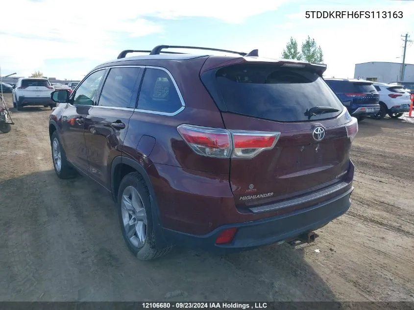 5TDDKRFH6FS113163 2015 Toyota Highlander Limited/Ltd Platinum