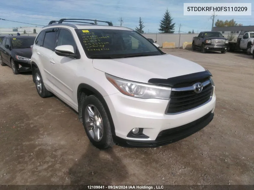 2015 Toyota Highlander Limited/Ltd Platinum VIN: 5TDDKRFH0FS110209 Lot: 12109841