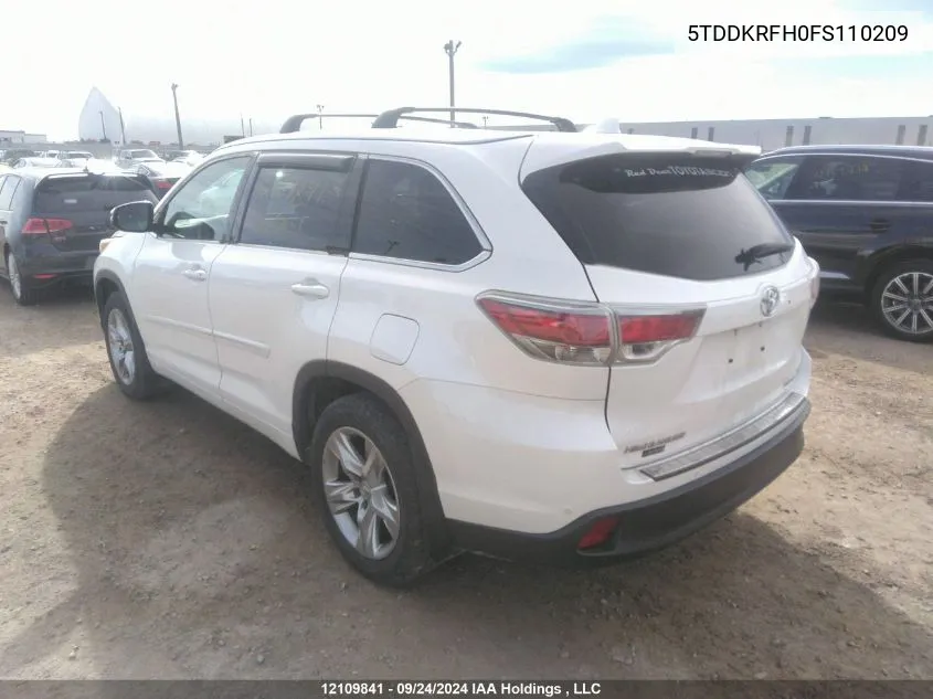 5TDDKRFH0FS110209 2015 Toyota Highlander Limited/Ltd Platinum